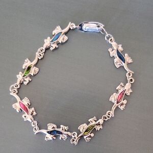 Silver Lizard Bracelet with Multicolor Accents